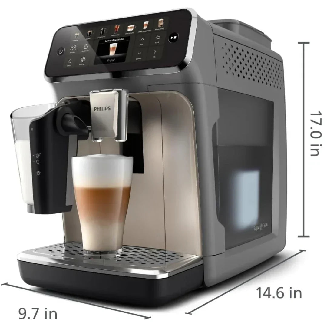 Abmessungen des Philips LatteGo Kaffeevollautomaten