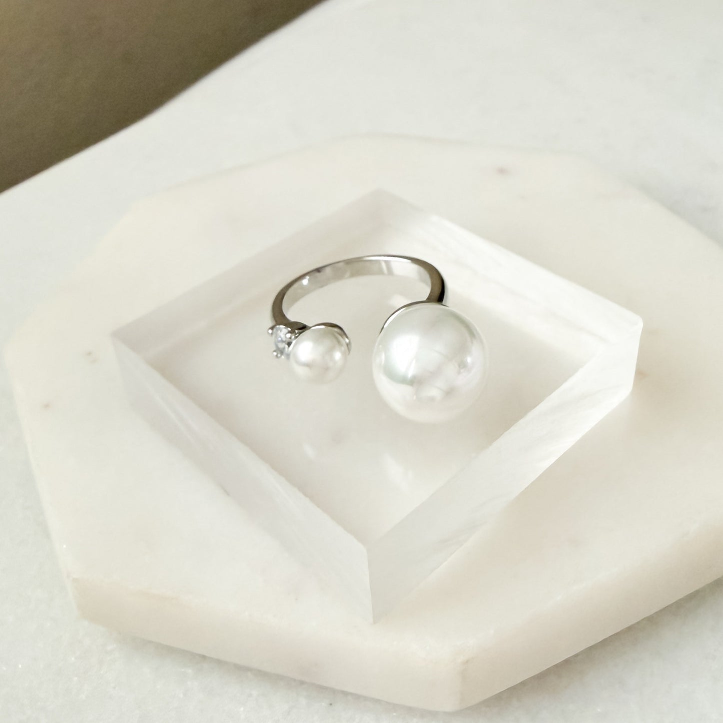Arista Open Pearl Ring