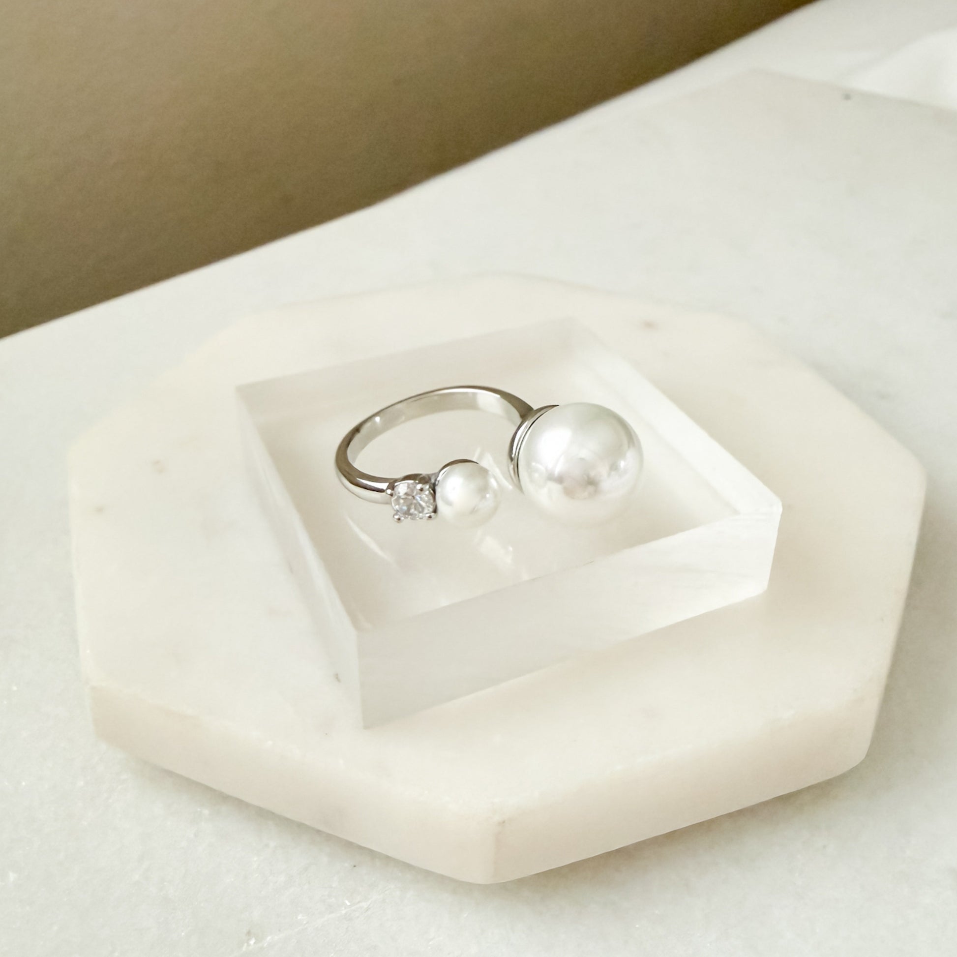 Arista Open Pearl Ring