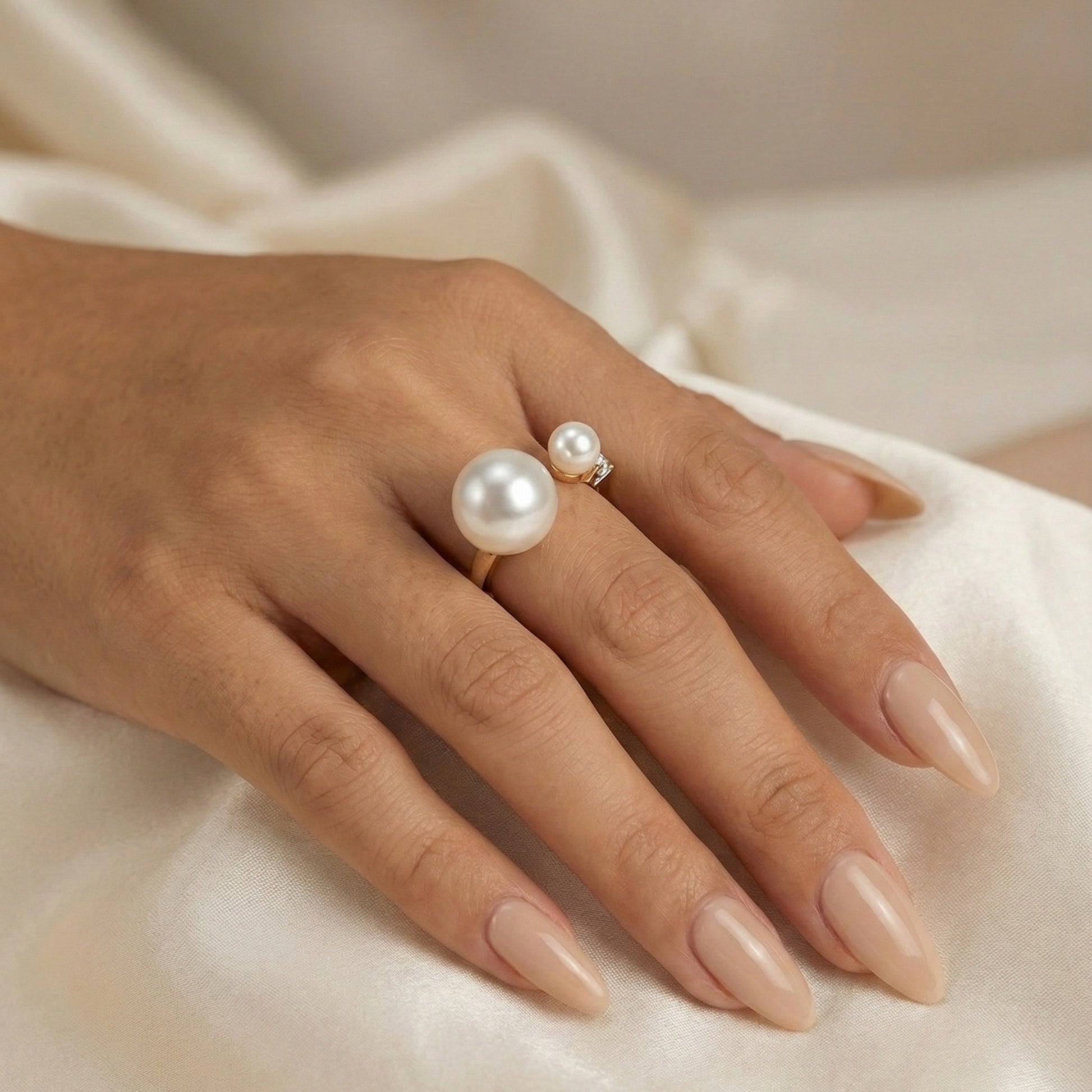 Arista Open Pearl Ring