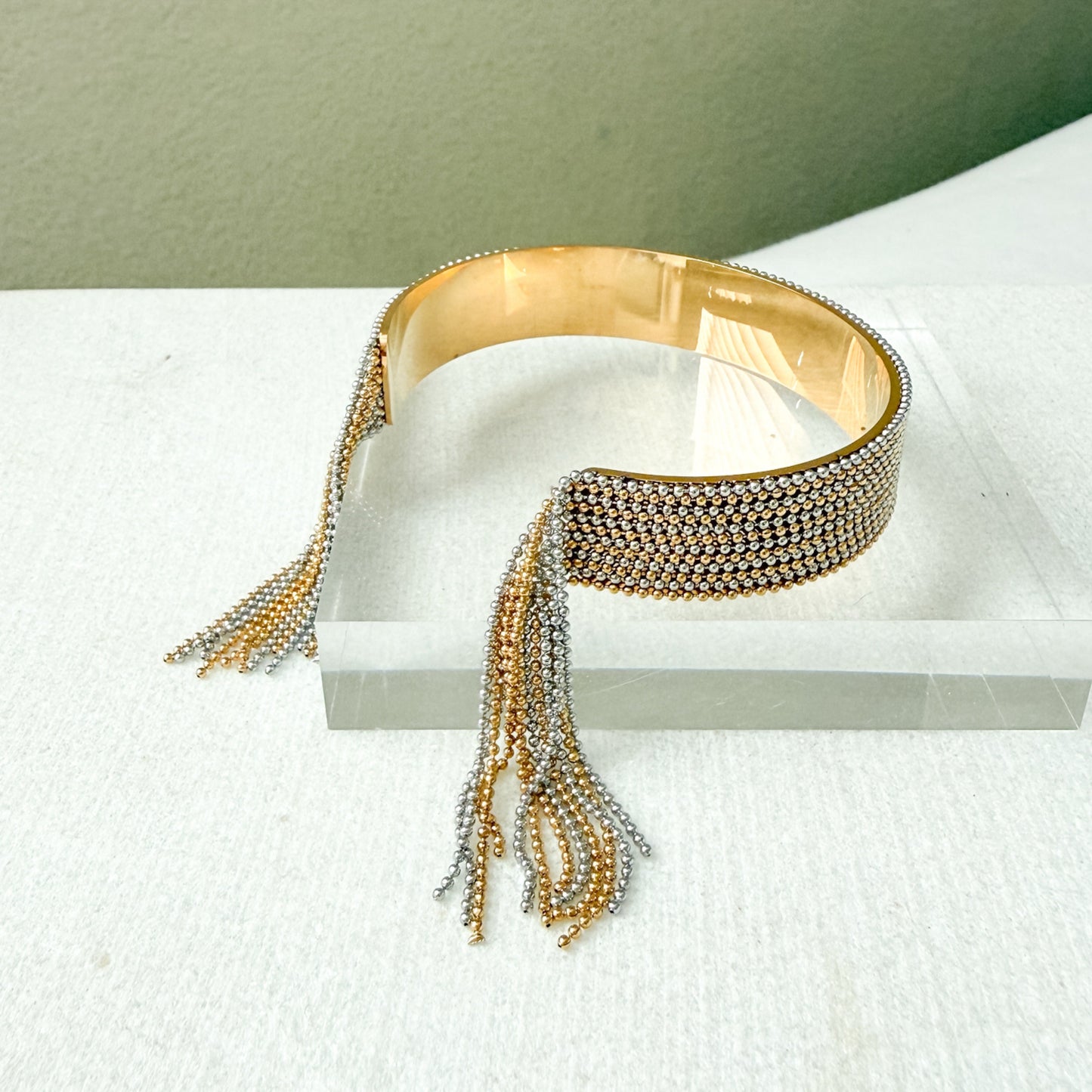 Beaded Fringe Statement Cuff Bracelet