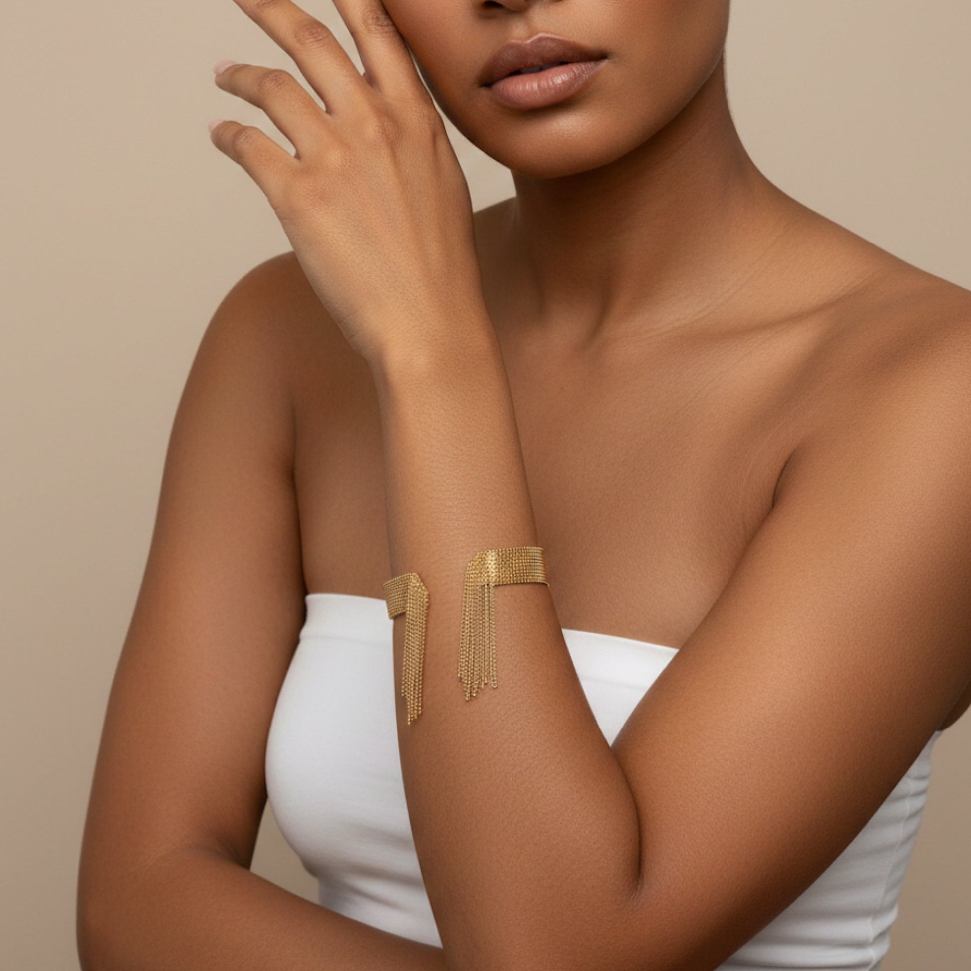 Beaded Fringe Statement Cuff Bracelet