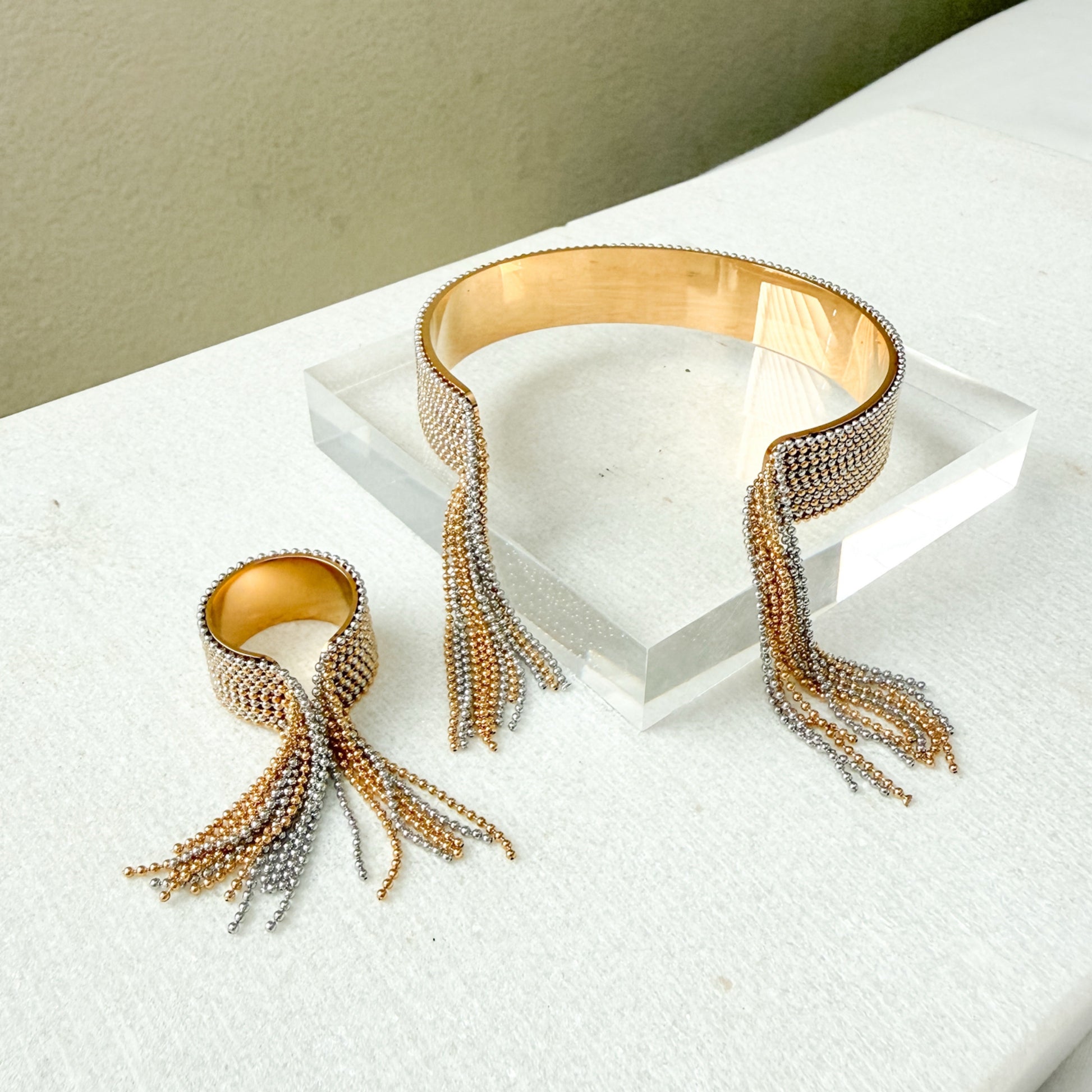 Beaded Fringe Statement Ring