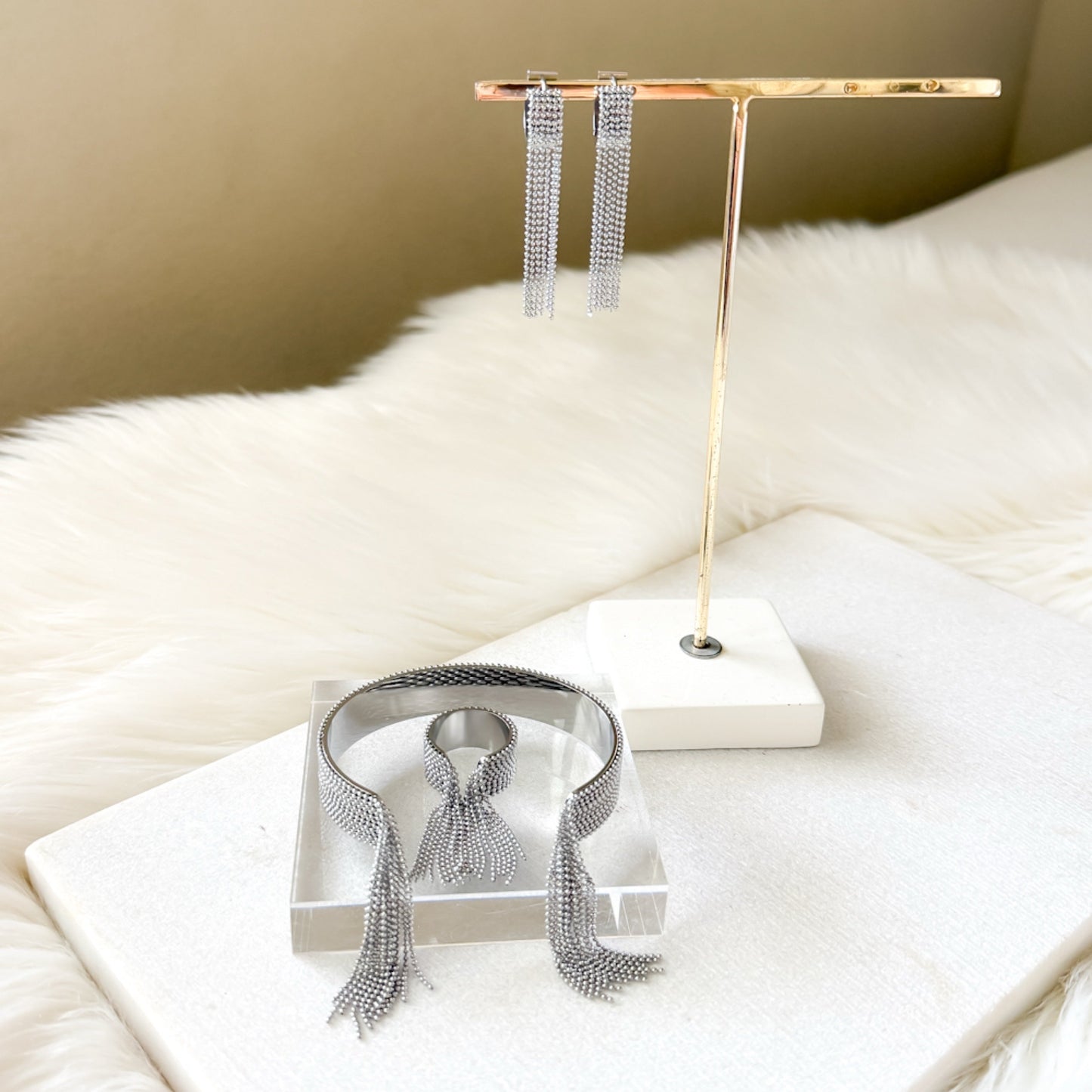 Beaded Fringe Statement Ring
