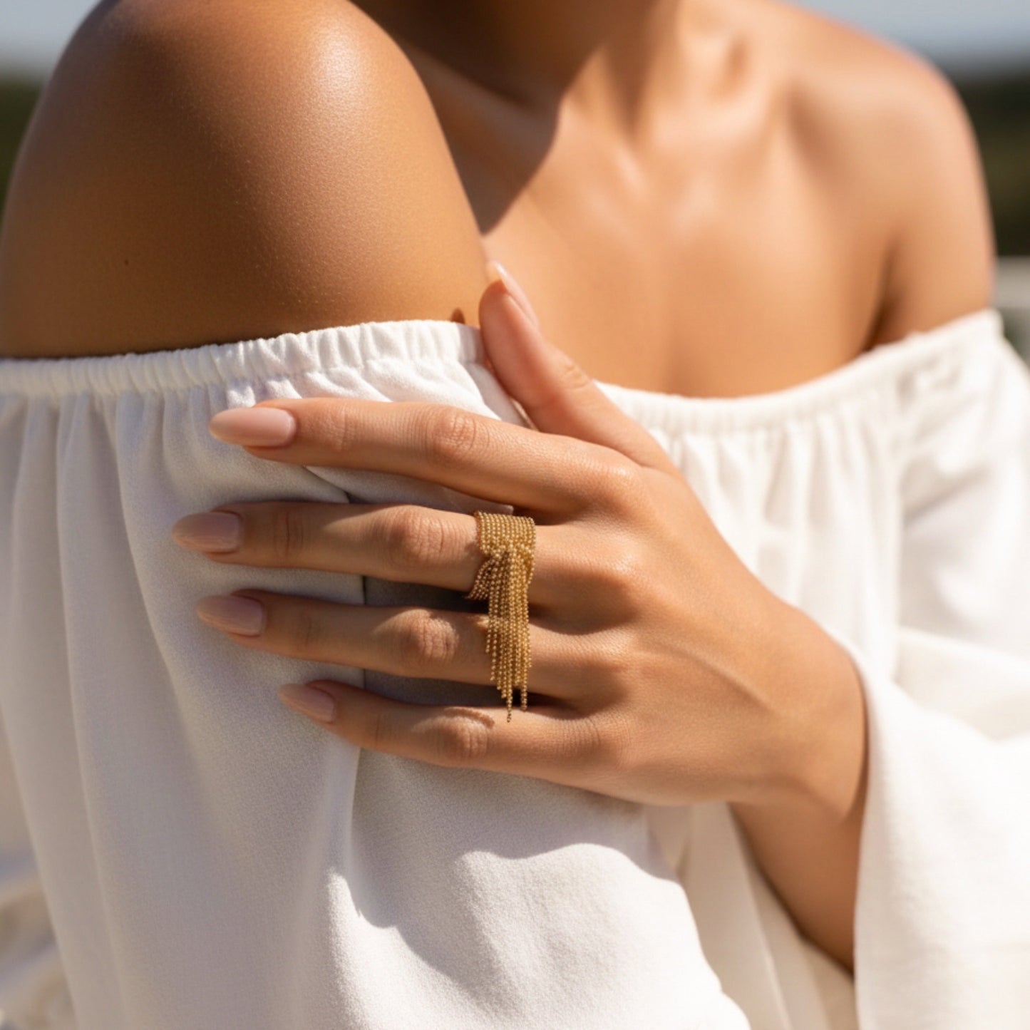 Beaded Fringe Statement Ring