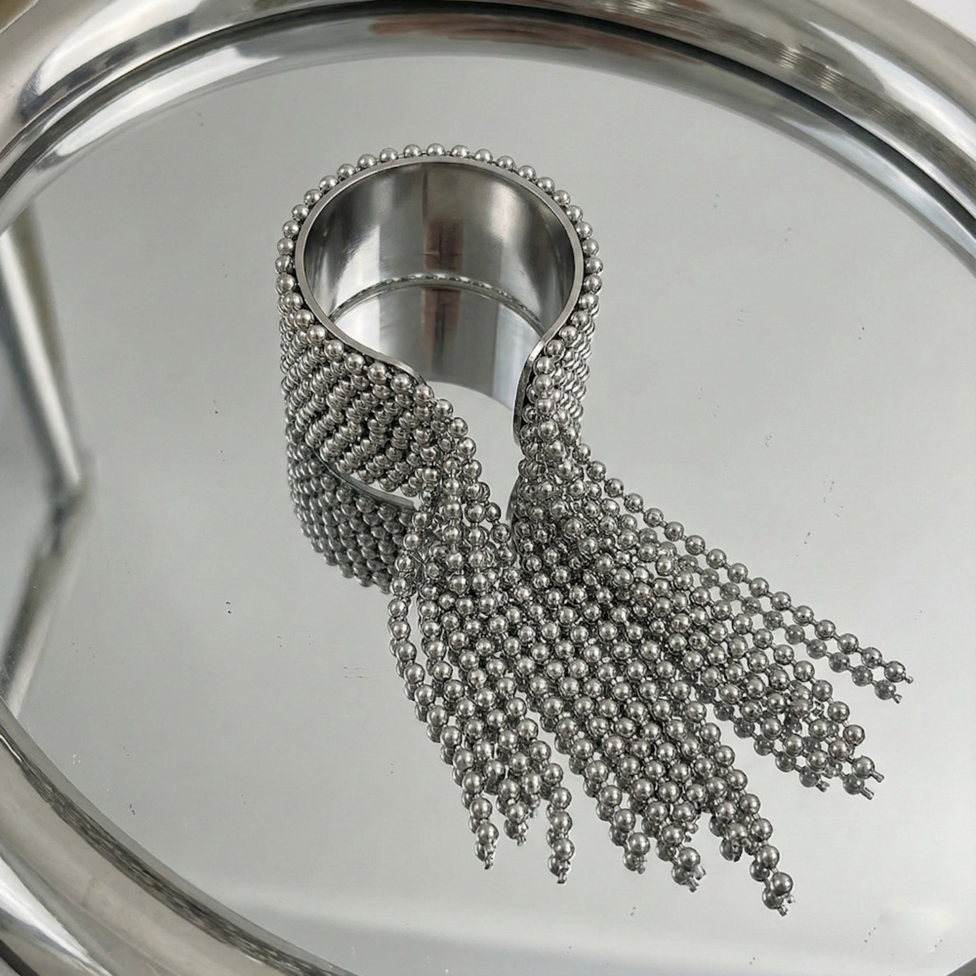 Beaded Fringe Statement Ring