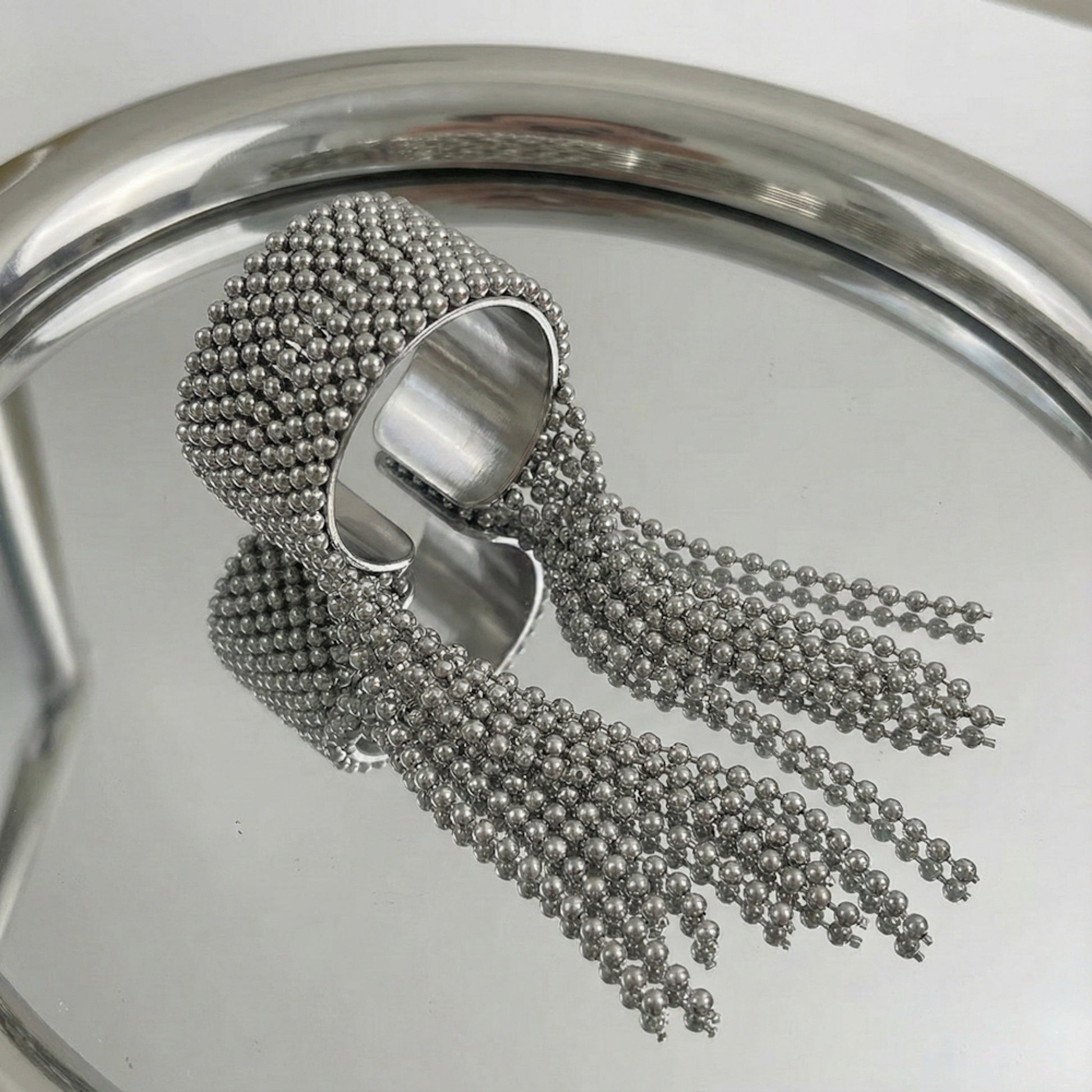 Beaded Fringe Statement Ring