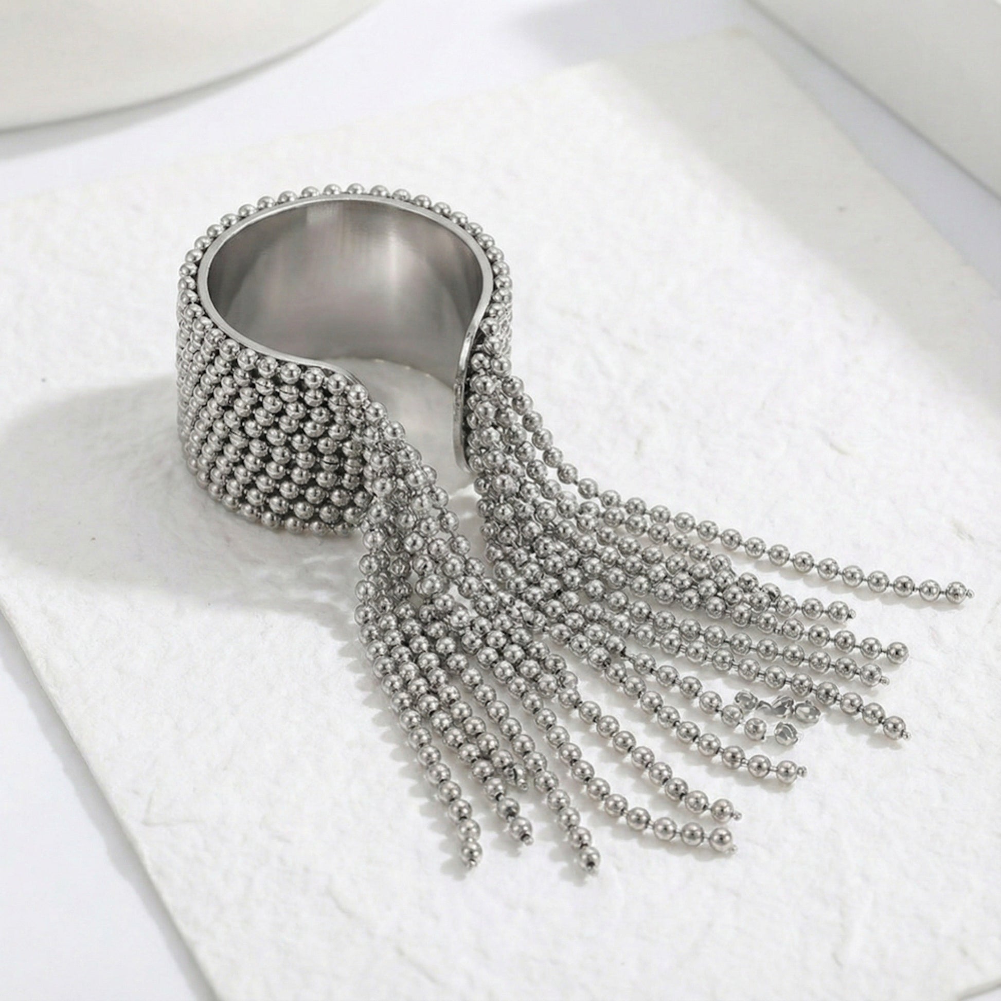 Beaded Fringe Statement Ring