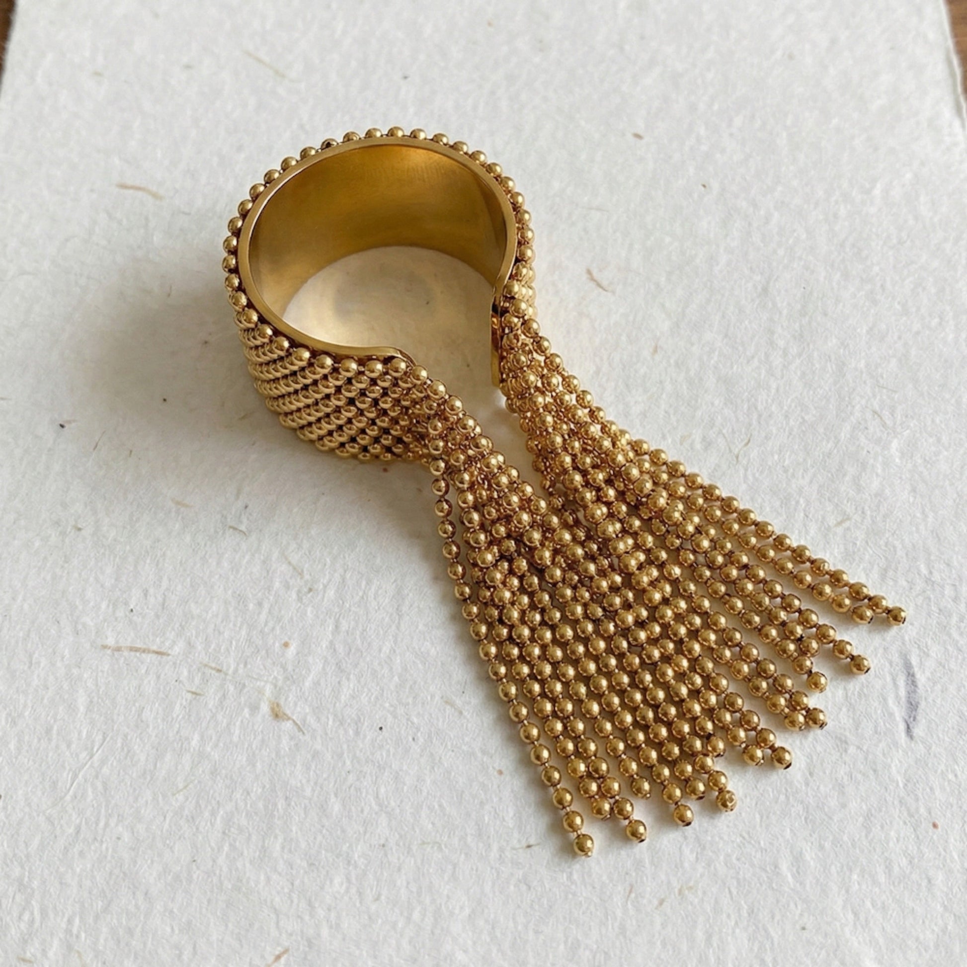 Beaded Fringe Statement Ring