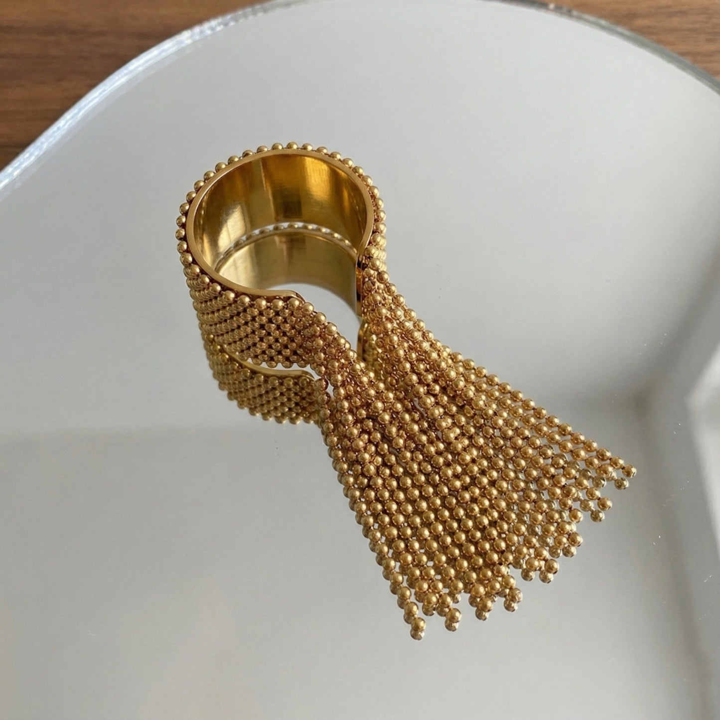 Beaded Fringe Statement Ring