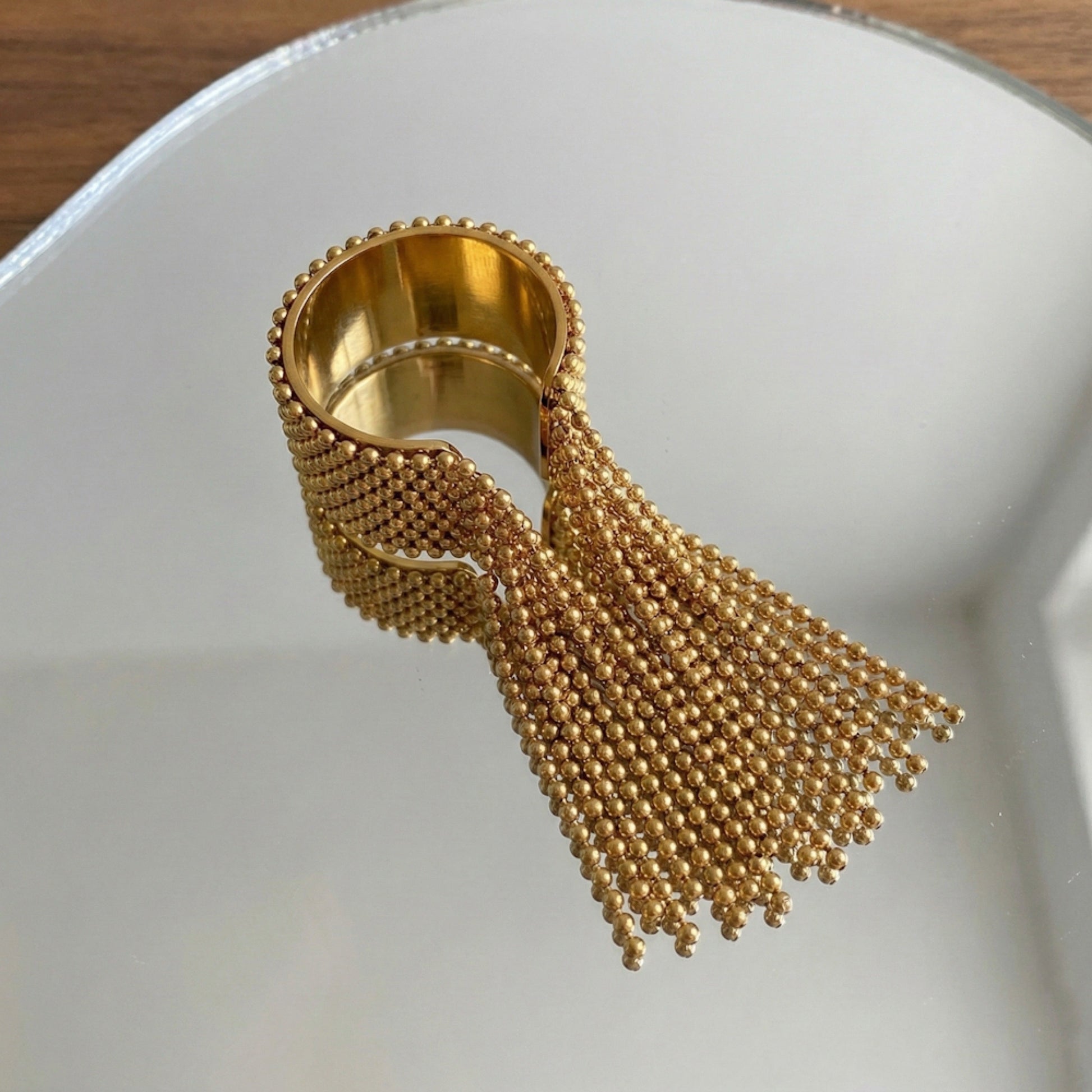Beaded Fringe Statement Ring