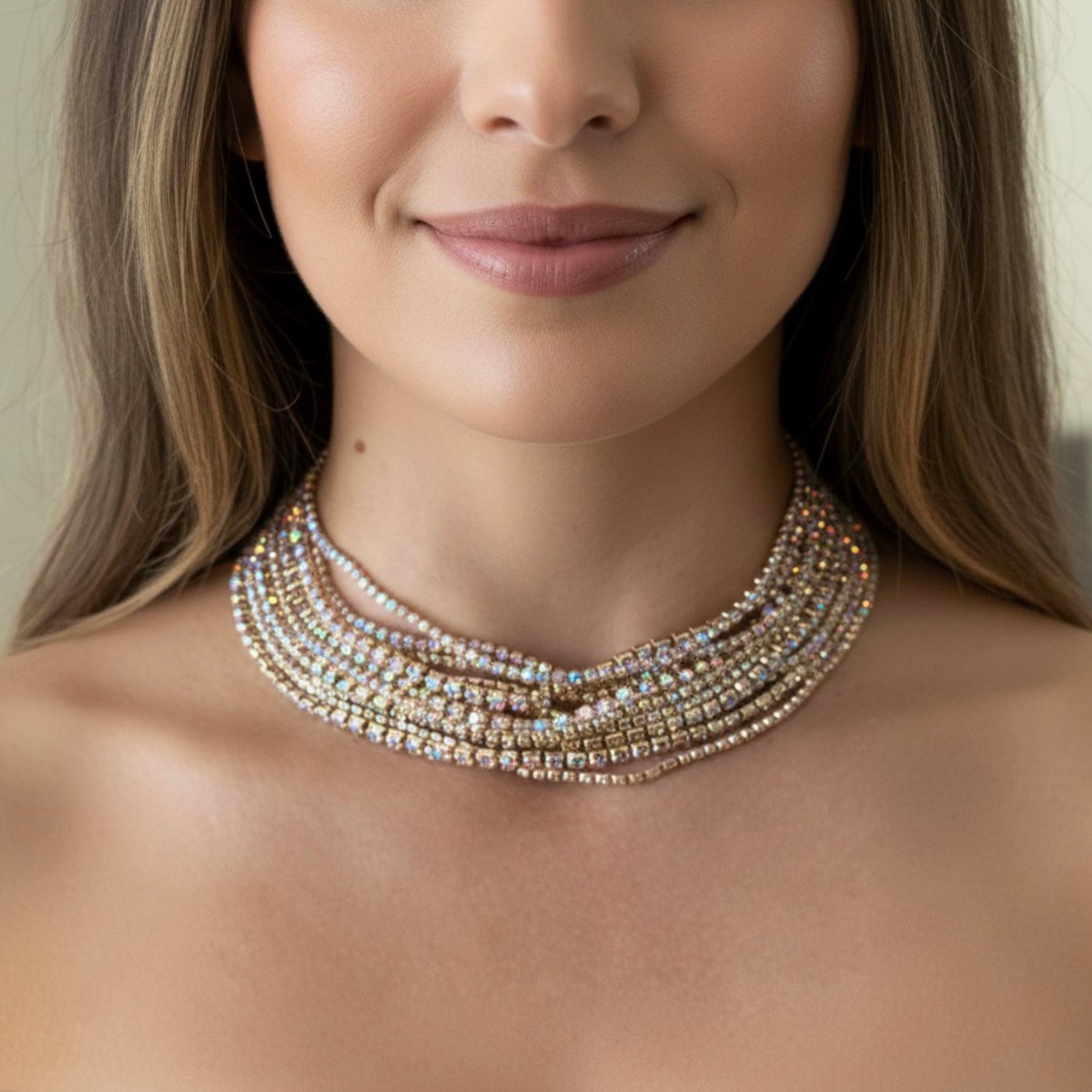 Zoe Rhinestone Strands Necklace