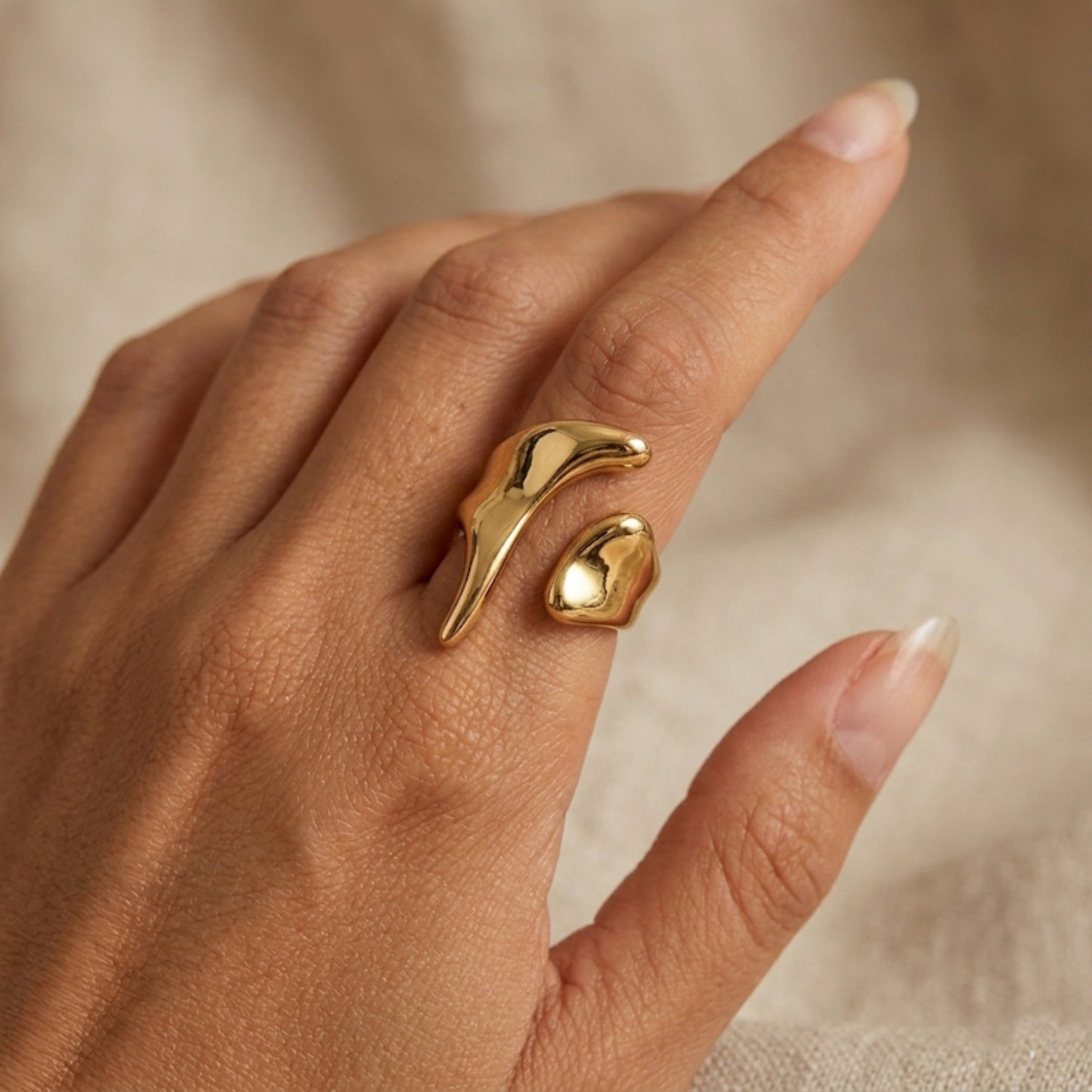Molten Gold Statement Ring