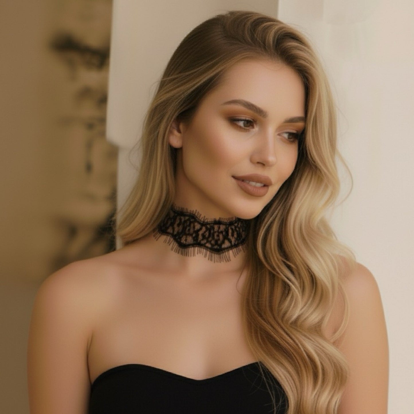 Naughty or Nice Lace Choker - White or Black