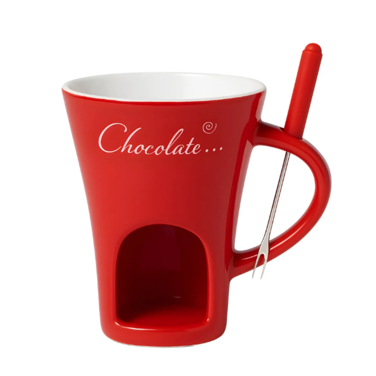 Red Choco Cup fondue mug with fork