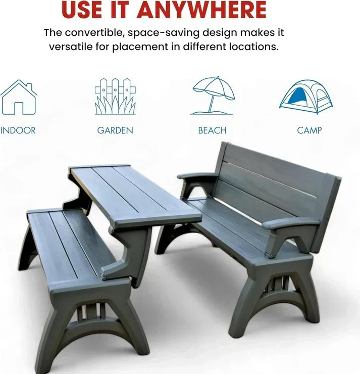 Grey bench and Grey table