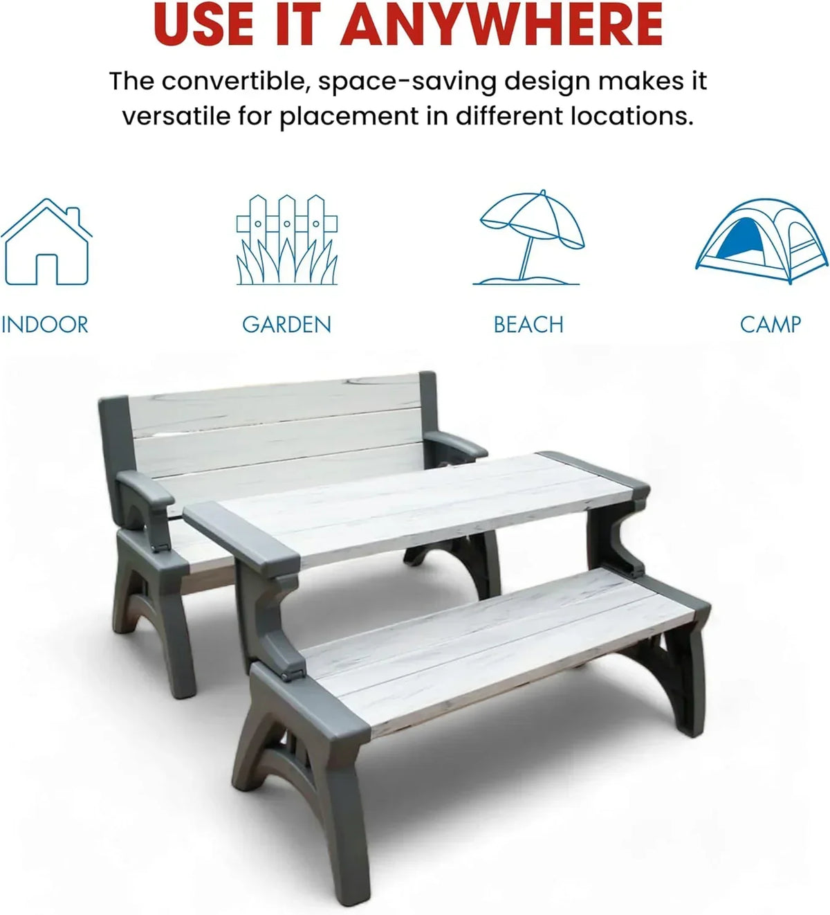 White bench and White table