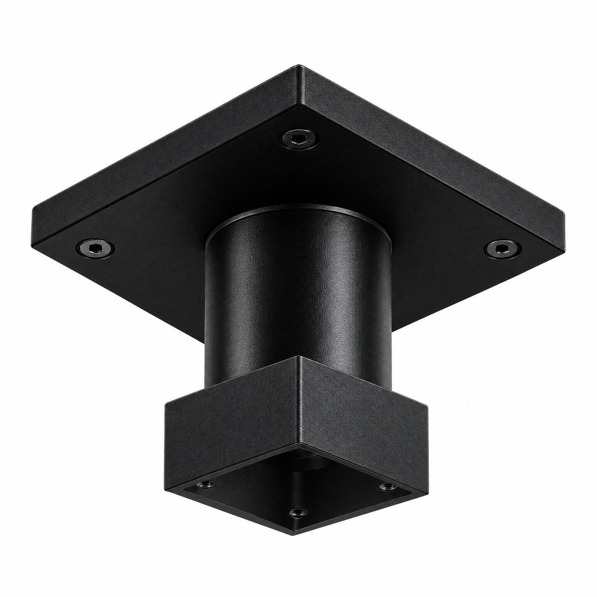 Motorised ceiling mounting assembly with canopy plate and stem