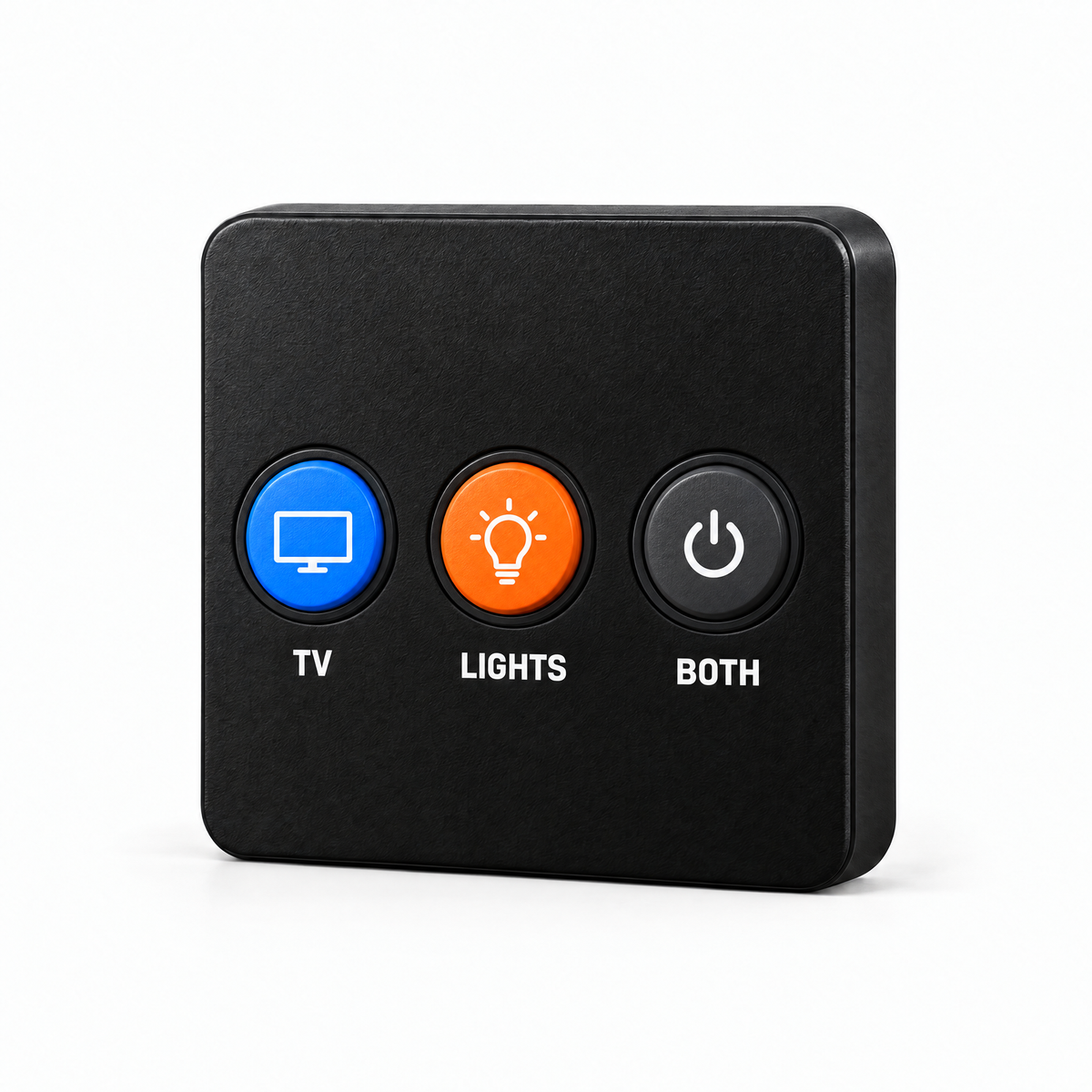 Wall control with three buttons: TV, LIGHTS and BOTH