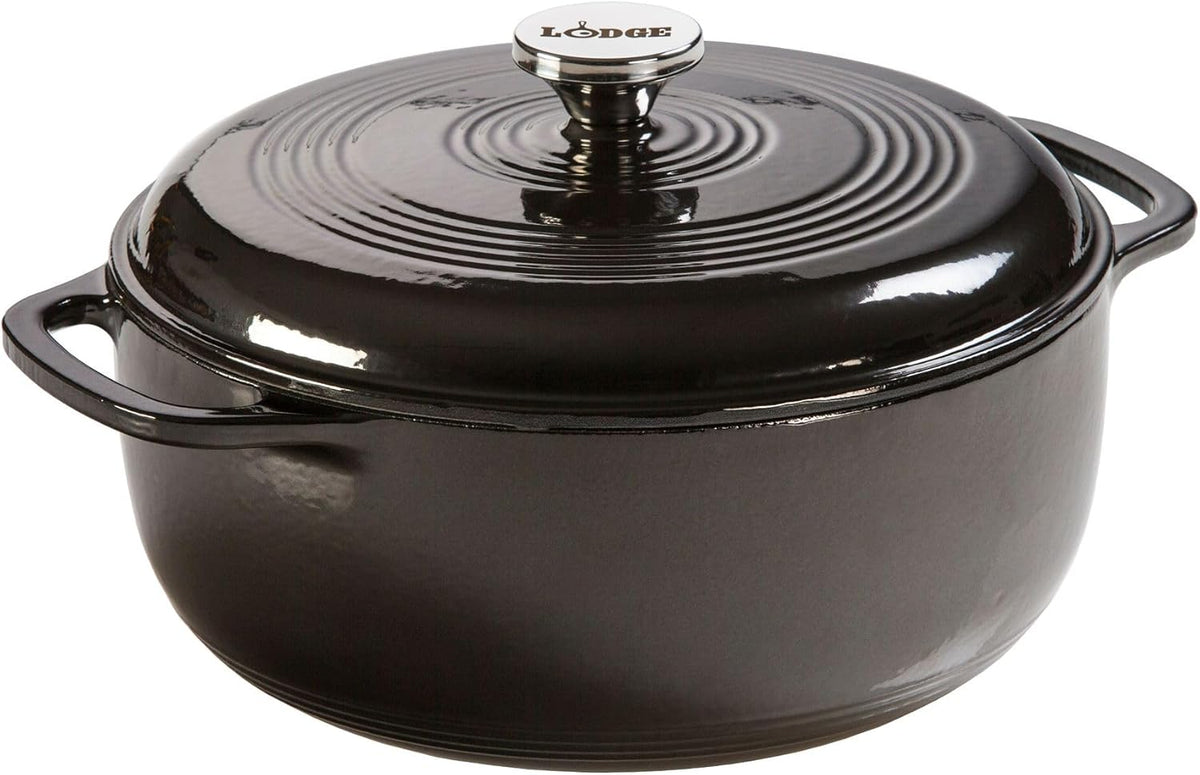 Lodge enamel cast iron Dutch oven in Midnight Chrome