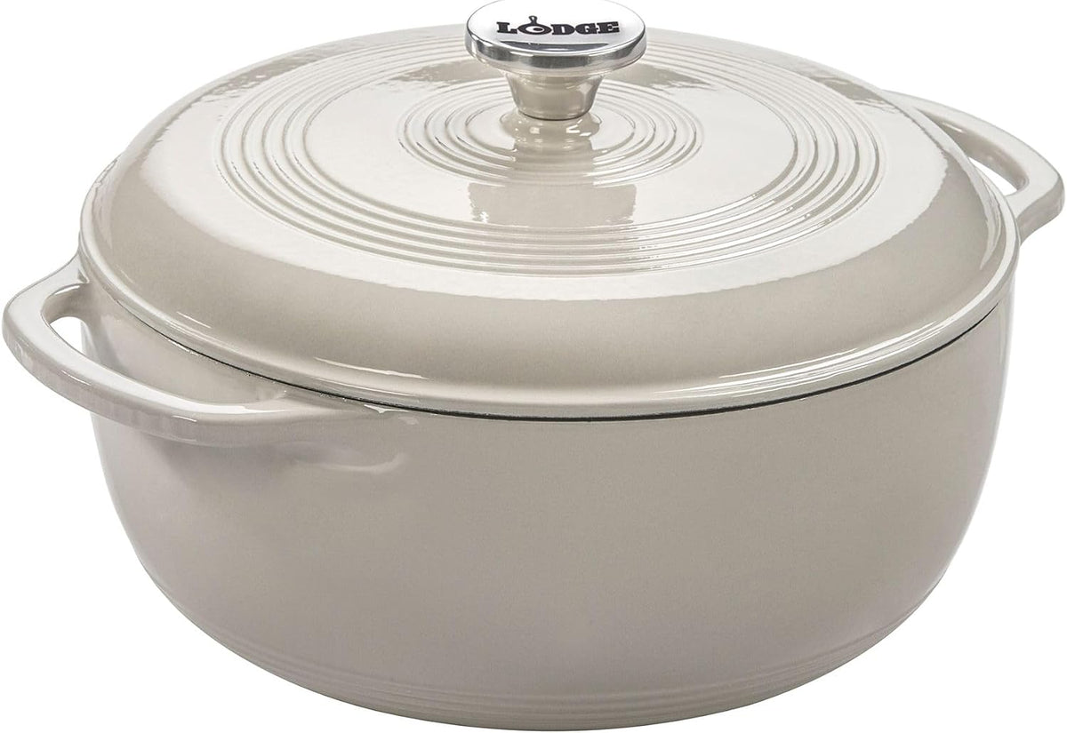 Lodge enamel cast iron Dutch oven in Oyster White