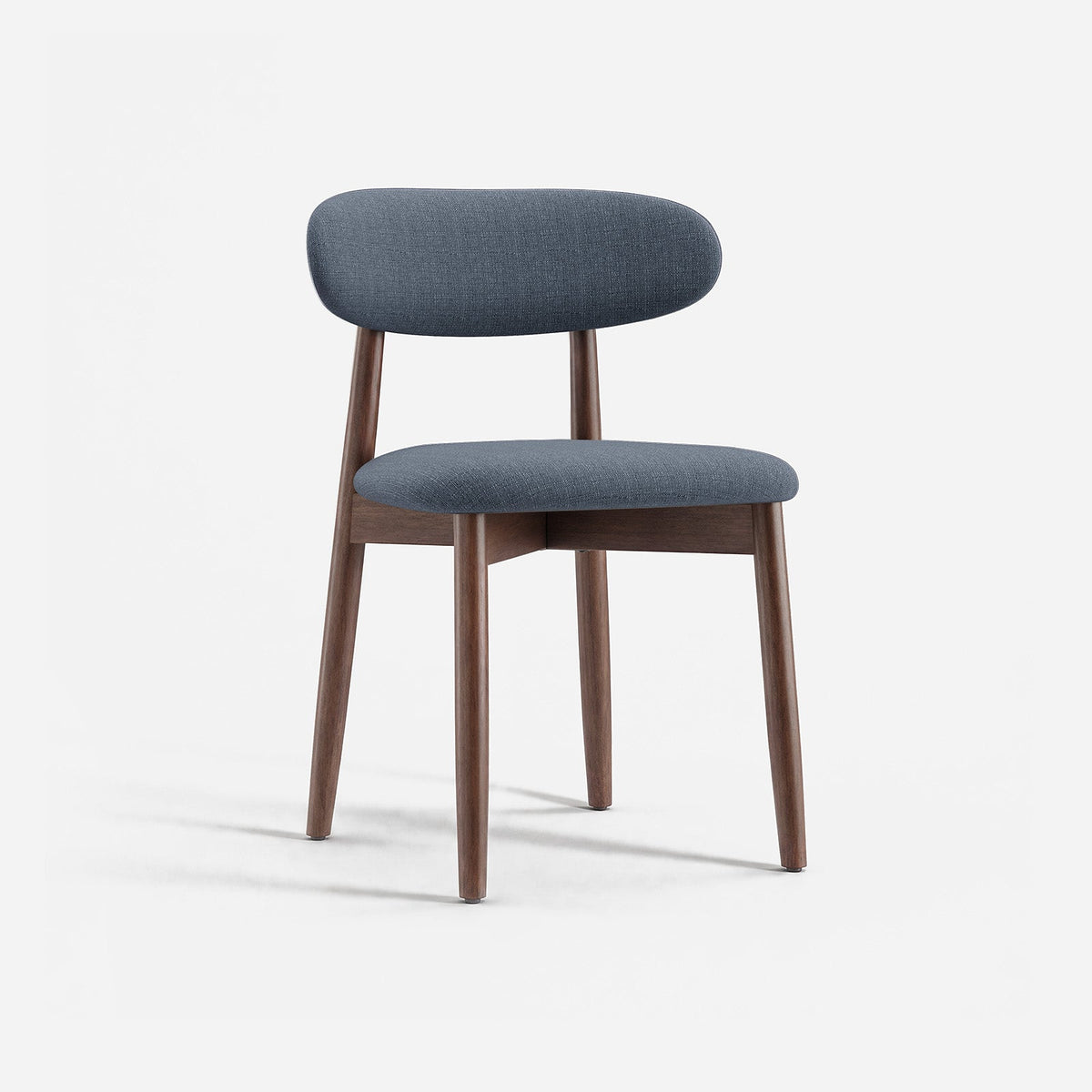 Mid-century modern upholstered dining chair in Blue