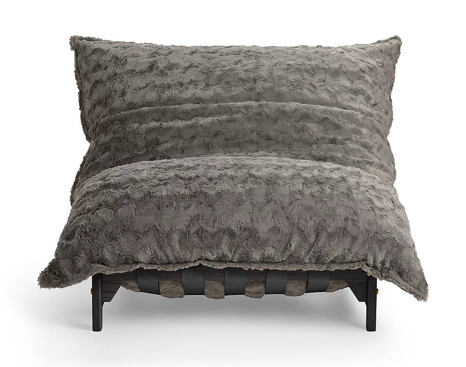 Pillow lounge chair in Chinchilla Dense faux fur