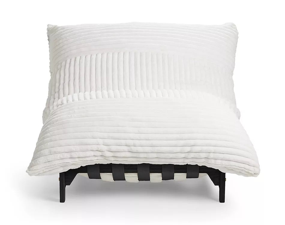 Pillow lounge chair in Dove Channeled faux fur