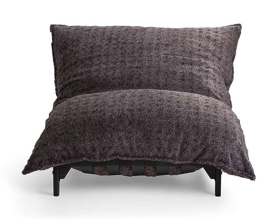 Pillow lounge chair in Midnight Mink faux fur
