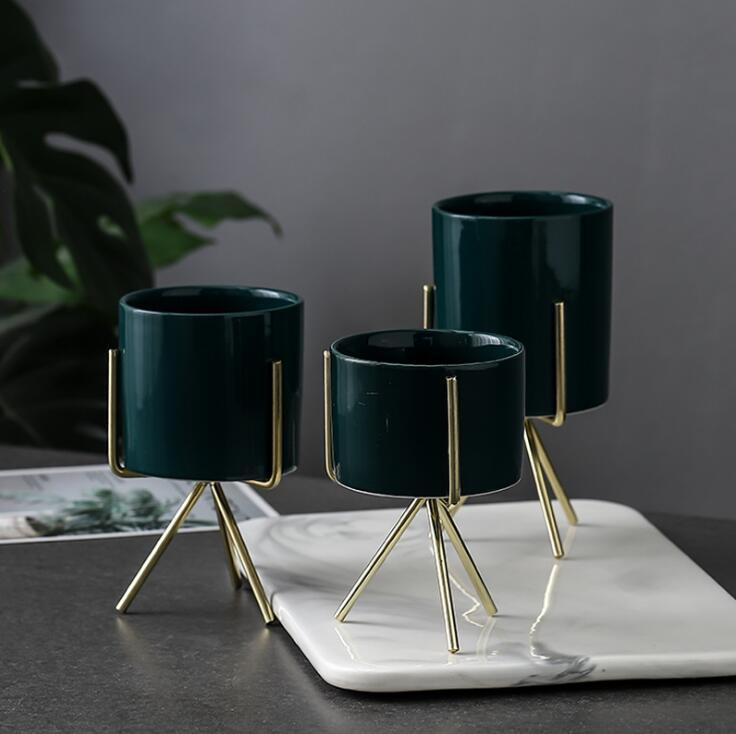 Ida - Ceramic Flower Planters with Modern Stand