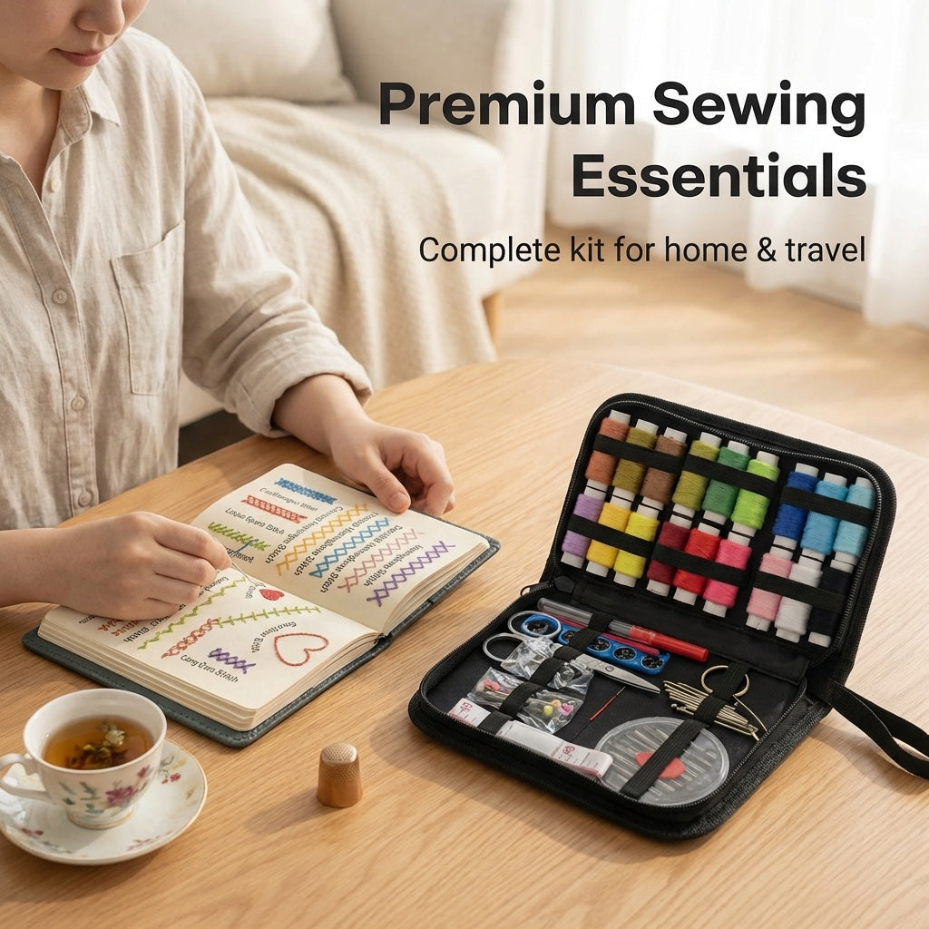 The book with a zip case of sewing essentials