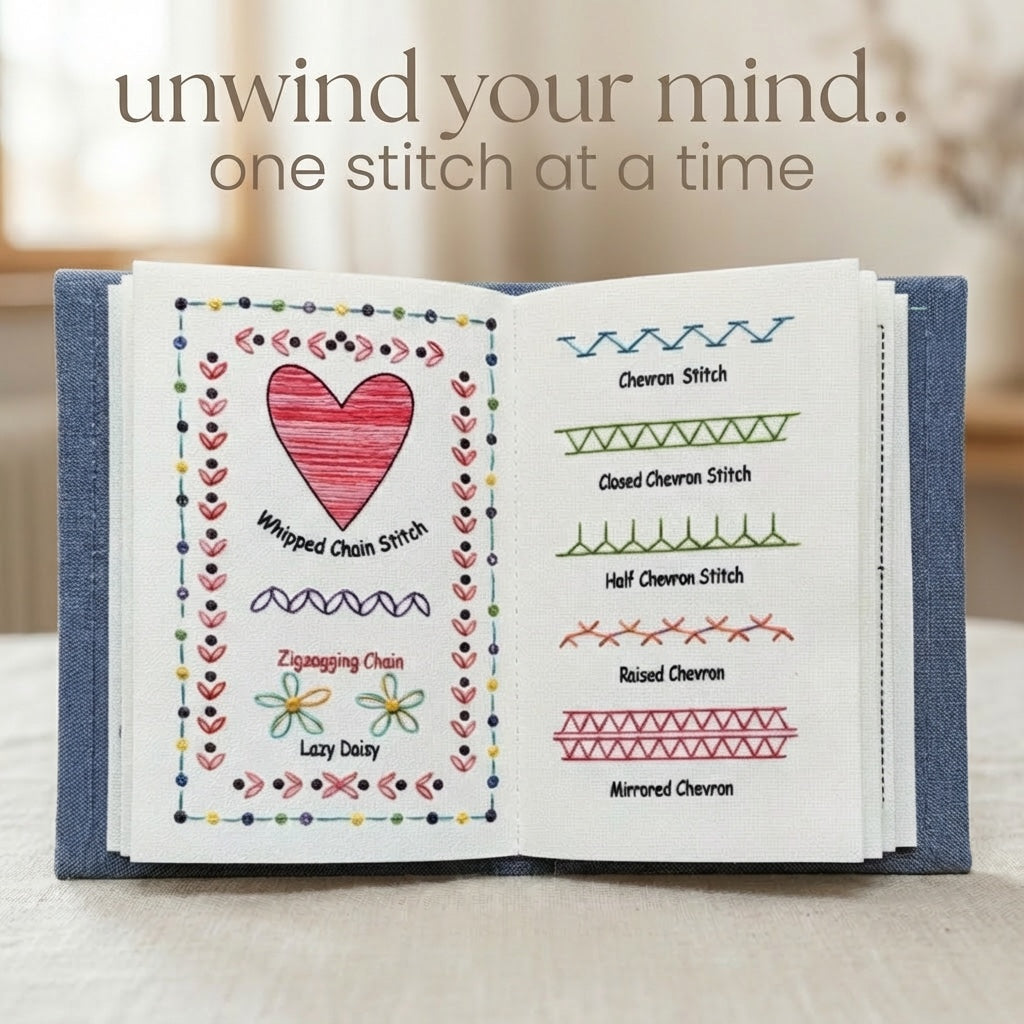 The stitch book open on stitch designs