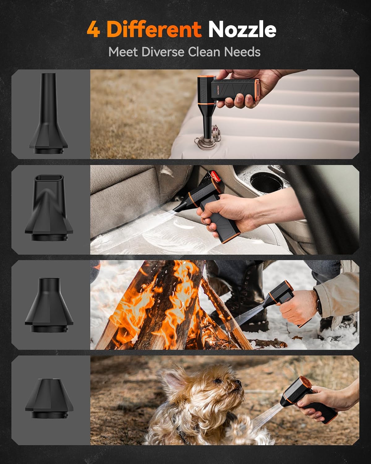 Four nozzles for different cleaning jobs